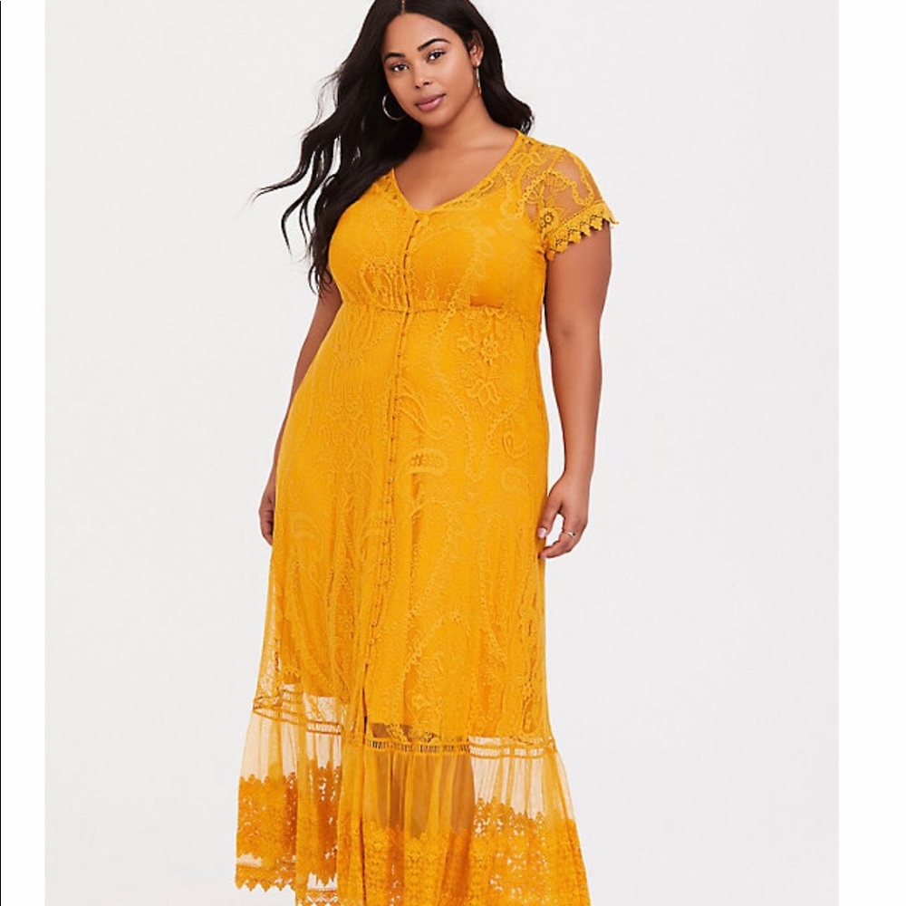 Torrid yellow lace maxi